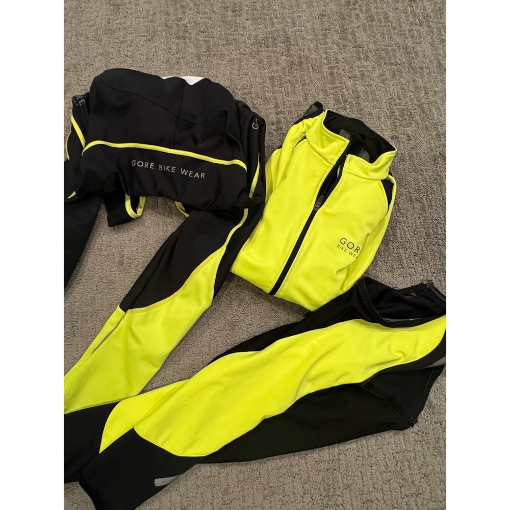 Gore Bike Wear Windstopper Soft Shell Set M/L Jacket Zip  Sleeves Long Bibs  (G)